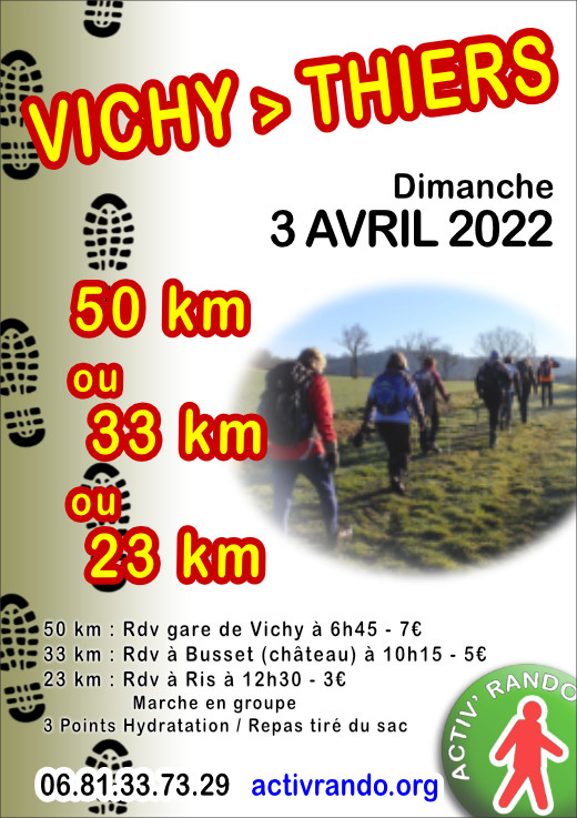 affiche de la randonnee VICHY-THIERS 2021, Allier, Auvergne, France