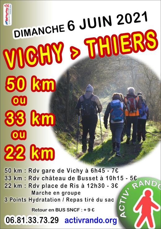 affiche de la randonnee VICHY-THIERS 2021, Allier, Auvergne, France