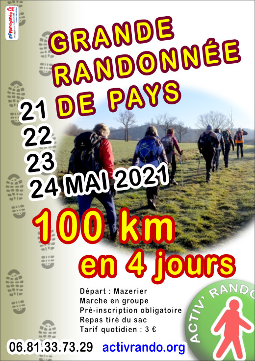 affiche de la Grande Randonnee de Pays 2021, Allier, Auvergne, France