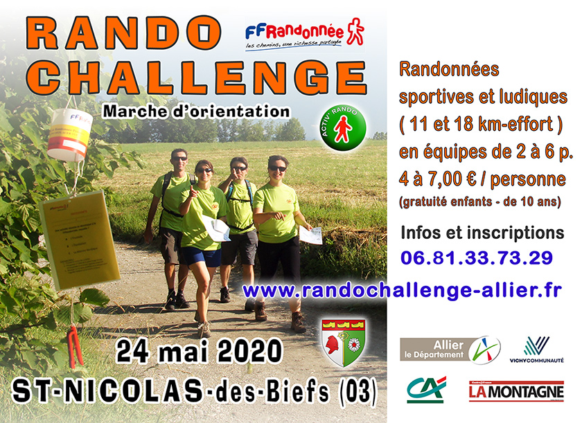 affiche du Rando Challenge de Saint-Nicolas-des-Biefs, le 8 mai 2022